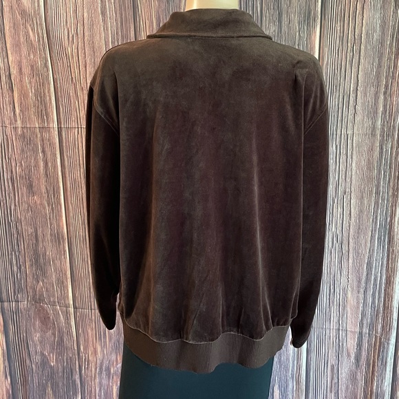 Liz Claiborne Liz Sport size XL brown velvet comfy pullover athletic lounge - Picture 15 of 16